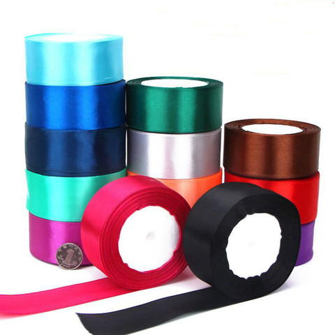 Rubans en Satin de 25 yards de 40mm, blanc rose rouge bleu violet vert noir jaune Orange, artisanat, nœud, fait à la main, 36 couleurs, emballage cadeau ► Photo 1/6