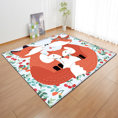 Couleur dessin animé animaux renard Flamingo 3D imprimer tapis pour salon chambre zone tapis enfant décor à la maison tapis enfants chambre tapis de jeu ► Photo 1/6