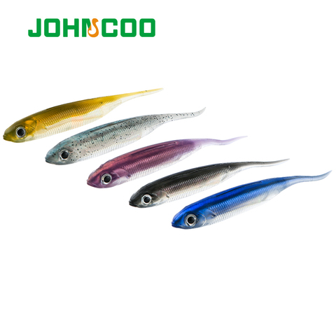 JOHNCOO 6 pièces leurres de pêche appâts souples 1.7g 2.2g 2.6g 5.2g T queue Wobblers artificiels appâts souples Silicone alose ver basse leurre ► Photo 1/6