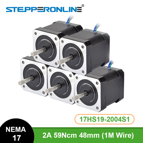 5 pièces Nema 17 moteur pas à pas 48mm 2A 17HS19-2004S1 moteur Nema17 59Ncm(84oz.in) moteur pas à pas 4 fils pour imprimante 3D CNC XYZ ► Photo 1/6