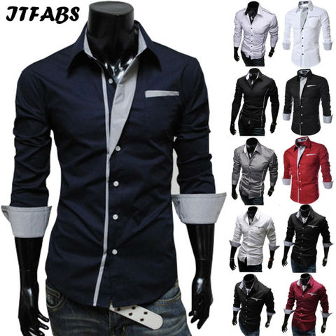 Chemise de luxe à manches longues pour hommes, coupe cintrée, tenue de marque pour les affaires sociales, tendance, 2022 ► Photo 1/6