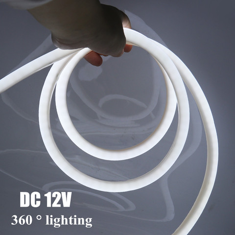 Bande lumineuse fluo étanche à 360 degrés, lumière ronde, DC 12V, blanc/Pin/bleu glacé, 2835 120 diodes/m ► Photo 1/6