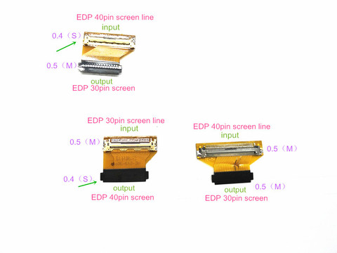 Ordinateur portable laneso ~ 1/ 2 voies écran LED HQ S40 30 edp 0.4mm 0.5mm 30pin à 40pin 40 à 30 broches convertisseur câble cordon adaptateur connecteur ► Photo 1/3