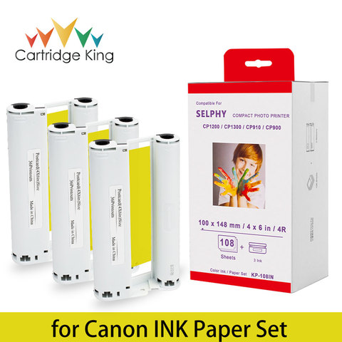 Cartouche d'encre King, 3 pièces pour imprimante, KP 108IN KP-36IN, pour Canon selvy Color, ensemble de papier pour imprimante CP1200, CP1300, CP910, CP900 ► Photo 1/6