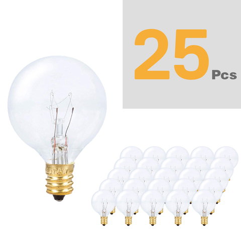 Guirlande lumineuse en tungstène, G40, 25 pièces, ampoule remplaçant 120V/220V, ampoule avec prise, Base E12, pour la décoration de la maison et du jardin ► Photo 1/6