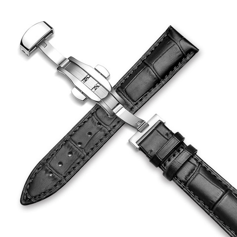 Bracelet de montre en cuir de veau, 18mm, 19mm, 20mm, 22mm, 21mm, 24mm, en cuir véritable, Croco mat, pour Tissot Seiko Longines ► Photo 1/6
