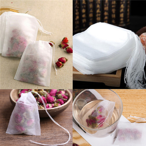 100 Pcs/Lot sachets de thé 5-12CM vides parfumés sachets de thé avec ficelle guérir joint filtre papier pour herbe thé en vrac Bolsas de te ► Photo 1/6