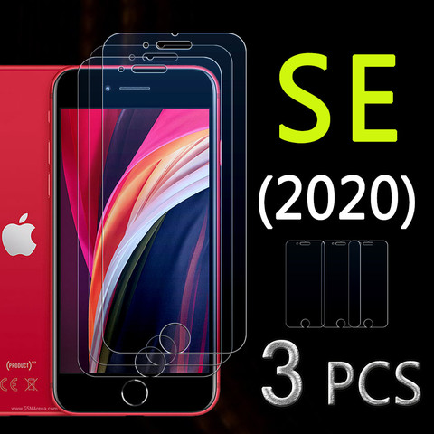 Protecteur d'écran pour iphone, 3 pièces, 9h, verre trempé, 2 films, pour modèles se 2022, e 2022se ► Photo 1/6