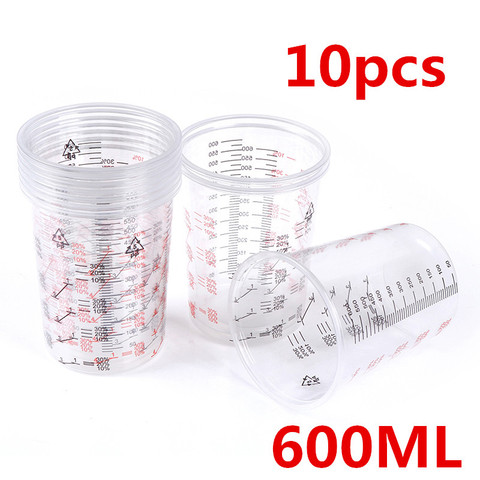 1PC/10 pièces en plastique peinture tasses de mélange 600ml Pots de mélange peinture mélange tasse calibrée pour un mélange précis de liquides de peinture ► Photo 1/6