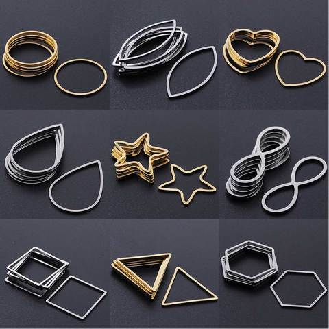 10 pcs/lot 100% acier inoxydable creux géométrique carré cercle Triangle breloques en gros jamais ternir bijoux faisant des breloques ► Photo 1/6