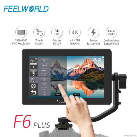 FEELWORLD F6 PLUS 4K moniteur 5.5 pouces sur appareil photo DSLR 3D LUT écran tactile IPS FHD 1920x1080 vidéo 4K-HDMI moniteur de terrain dslr ► Photo 1/6