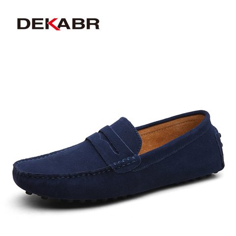 DEKABR – Chaussures décontractées à la mode pour homme, en cuir véritable, mocassins sans lacet avec semelles plates, idéales pour la conduite, pointure 49 ► Photo 1/6