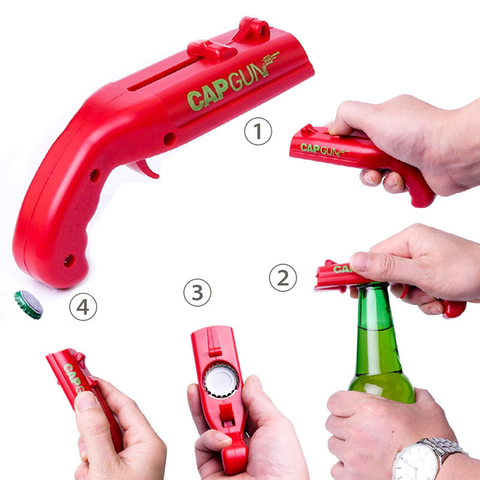 Lanceur de bouteille de bière amusant, pistolet, 1 pièce, outil de cuisine ouvre-bouteille capuchon de tir à 5 mètres, Gadgets de jeu pour les fêtes au Bar à la maison ► Photo 1/6