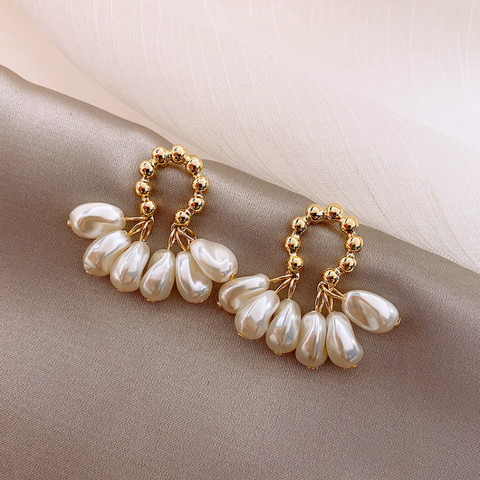 2022 corée du sud nouvelle mode Baroque perle boucles d'oreilles tempérament personnalité polyvalent pendentif boucles d'oreilles élégant bijoux pour les femmes ► Photo 1/6