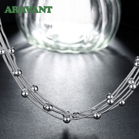 Collier de perles rondes lisses en argent 925, chaînes de serpent en argent ras du cou pour femmes, colliers superposés ► Photo 1/6