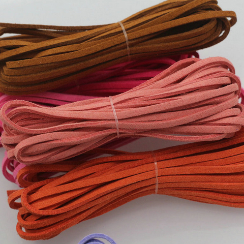 Corde en cuir pour bricolage, 5 mètres, couleur bonbon, plat, Faux daim, Bracelet, collier, matériau fait à la main, épaisseur 3mm ► Photo 1/6