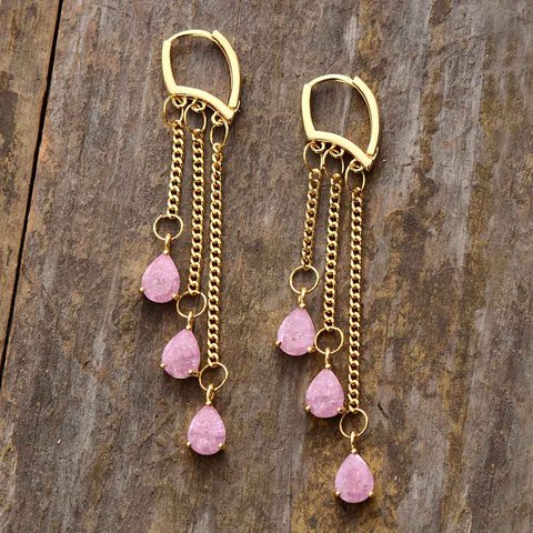 Boucles d'oreilles en pierre pour femmes, Bijoux de luxe, goutte d'eau, strass, Dangle, mode élégante, vente en gros ► Photo 1/5