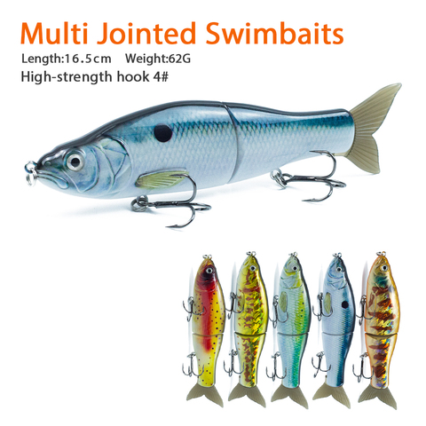 Hanlin 165mm/62g Naufrage Appât Dur Corps Souple Queues Swimbait Glissière Leurre Multi-articulé Swimbaits Leurres De Pêche ► Photo 1/6