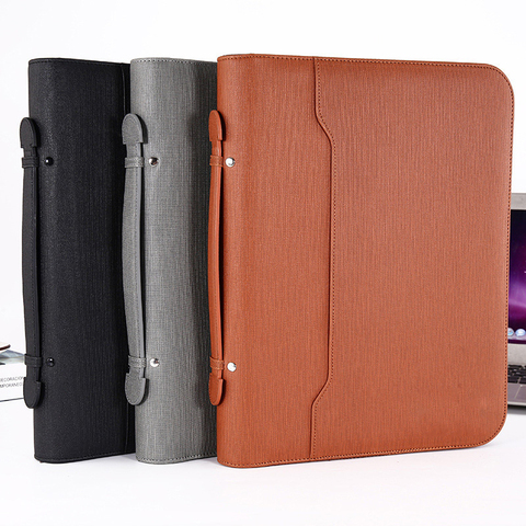 Padfolio A4 classeur de luxe, organisateur de documents, porte-anneau, porte-documents, fermeture éclair, fournitures d'affaires ► Photo 1/6