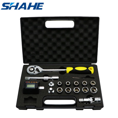 SHAHE compteur de couple numérique Mini adaptateur de couple 1/2 ''avec rétro-éclairage cliquet clé ensemble voiture vélo réparation outils à main ► Photo 1/6