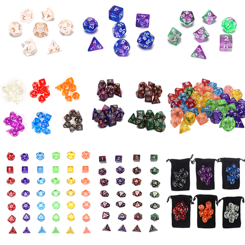 7 pièces/ensemble jeu de dés numérique polyèdre Multi face acrylique dés accessoires colorés pour jeu de société ► Photo 1/6