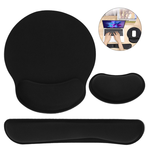 1 ensemble jeu tapis de souris mémoire éponge clavier ergonomique repose-poignet tampons anti-dérapant main Support fournitures de bureau ordinateur portable Acce ► Photo 1/6