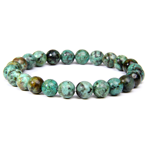 Bracelet de perles Turquoises africaines en pierre naturelle, fait à la main, bijoux de Yoga Mala, agate en mousse verte pour hommes et femmes ► Photo 1/6