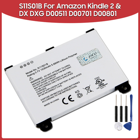 Batterie de remplacement d'origine 1530mAh, pour Amazon Kindle 2 et Kindle DX DXG D00511 D00701 D00801, S11S01B ► Photo 1/5