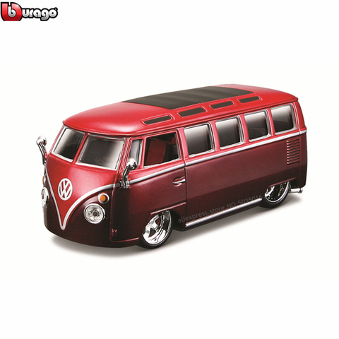 Bburago – bus rétro Volkswagen 1:32, modèle de voiture en alliage, modèle de voiture en plexiglas, affichage anti-poussière, emballage de base, collection cadeaux ► Photo 1/6