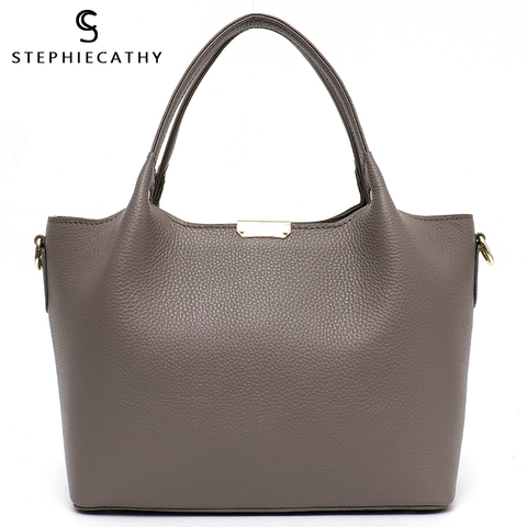 Sac seau en cuir véritable pour femmes, sacoche, fourre-tout à poignée supérieure, sacoche à épaule de marque de styliste pour dames, 100% ► Photo 1/6