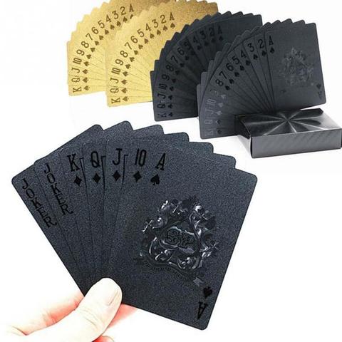 Cartes à jouer en or 24K jeu de Poker Deck feuille d'or jeu de Poker carte magique en plastique cartes imperméables magie ► Photo 1/6