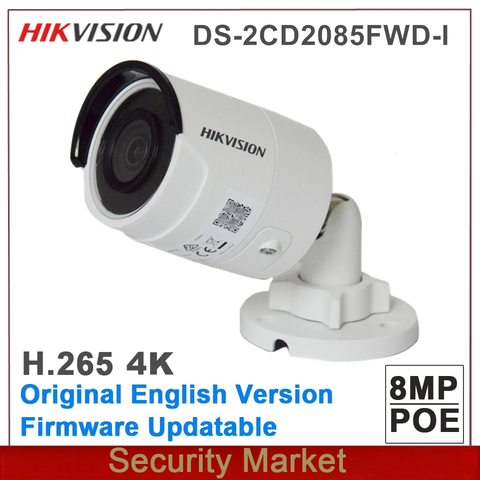 Hikvision – caméra Bullet réseau 8mp, version anglaise, 4K, POE, H.265 + H.264, IR IP67, emplacement pour carte SD, DS-2CD2085FWD-I ► Photo 1/1