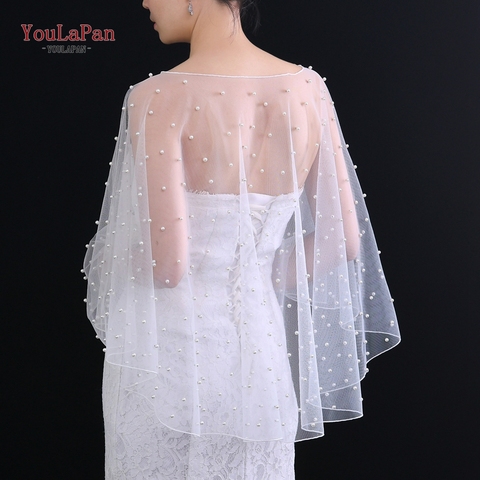 YouLaPan G27 Royal perle enveloppe de mariage blanc ivoire femmes boléro femmes fête veste victorienne Cape robes de bal Cape pour mariage ► Photo 1/6