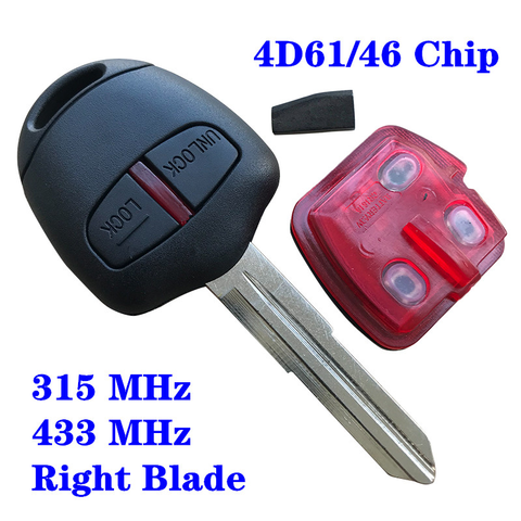 Clé télécommande à 2 boutons pour voiture Mitsubishi, avec puce LCK46 4D61, lame MIT11R, 315/433mhz, pour Lancer Outlander, Colt Mirage ► Photo 1/4