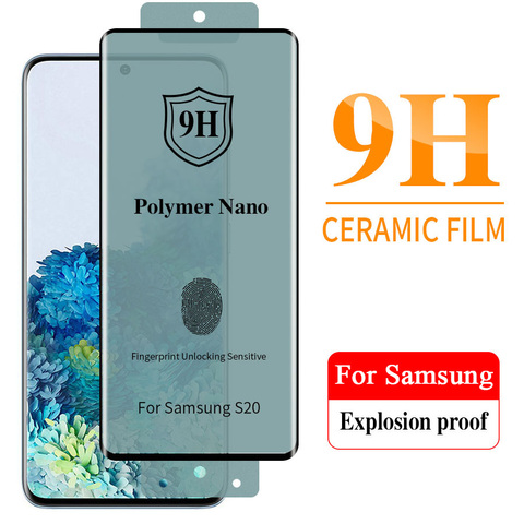 Couvercle de colle complet en céramique souple verre trempé pour Samsung Galaxy S20 Ultra S20 S10 S9 S8 Note 10 Plus Note 20 9 8 protecteur d'écran ► Photo 1/6