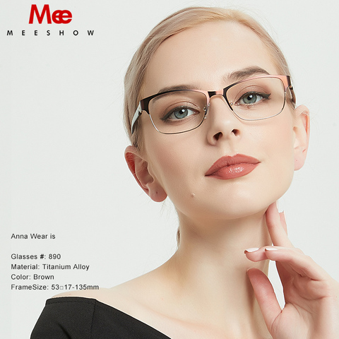 MEESHOW – monture de lunettes en alliage de titane pour femmes, avec strass, pour les yeux, la myopie, prescription, 809 ► Photo 1/6