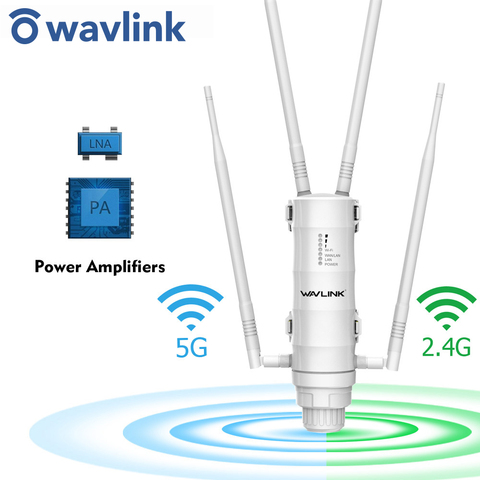 Point d'accès sans fil d'extension de gamme WiFi extérieure Wavlink double bande 2.4G + 5Ghz haute puissance Wifi routeur/répéteur Signal Booster POE ► Photo 1/6