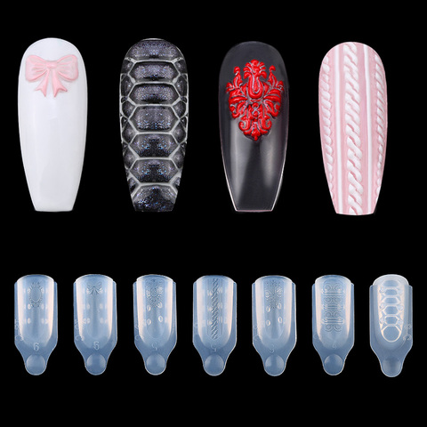 Moule de manucure à ongles en Silicone, 3 pièces/ensemble, à Clip acrylique, pour décoration Nail Art, UV 3D, doux, bricolage soi-même ► Photo 1/6