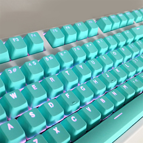 Capuchons de touches de clavier rétroéclairés en PBT, anglais, pour clavier mécanique Cherry MX, ensemble de capuchons de touches multicolores universels, 104 ► Photo 1/6