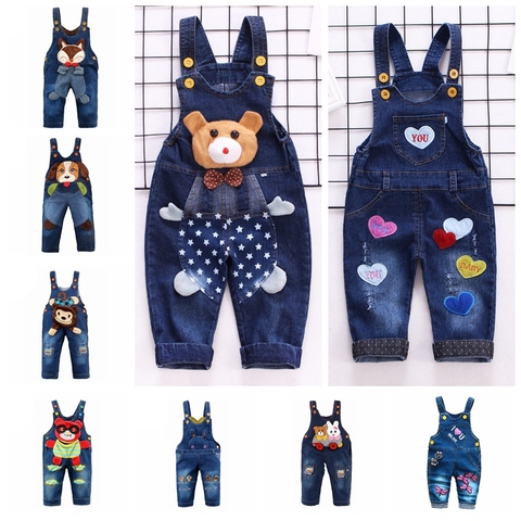 Jeans pour bébés, salopette en jean, 1-3T, combinaison pantalon Long avec motif dessin animé kawaii, vêtements pour bébés ► Photo 1/5