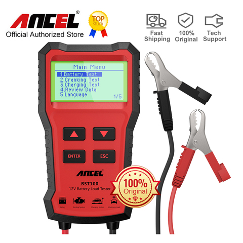 ANCEL BST100 testeur de batterie de voiture 12V analyseur de chargeur 2000CCA Test de tension de démarrage charge Cricut outils de charge testeur de batterie de voiture ► Photo 1/6