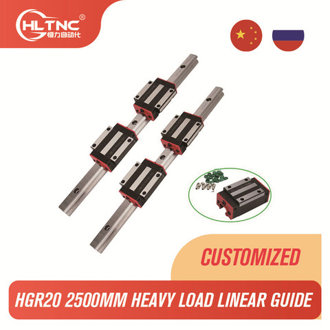 Guide linéaire HGR20 2500mm + bloc de guidage linéaire HGH20CA /HGW20CC 4 pièces pour pièces cnc de haute qualité ► Photo 1/1