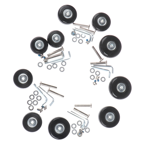 Roues de rechange pour bagages, valise à roulettes, noires avec vis, 5 tailles d'essieux de réparation, pour bagages de voyage ► Photo 1/6