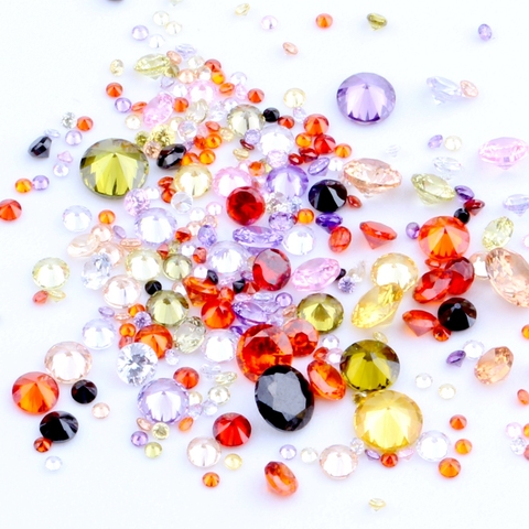 Perles en pierre de zircone cubique, 200 pièces de 1 à 4mm de taille mixte, pierres précieuses synthétiques multicolores rondes en vrac de qualité CZ pour la fabrication de bijoux cadeaux ► Photo 1/6