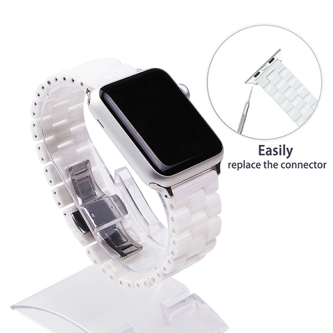 Bracelet de montre en céramique 44mm pour montre Apple 38mm 42mm Bracelet de montre intelligente lien Bracelet liens en céramique Bracelet de montre pour iWatch 40mm ► Photo 1/6