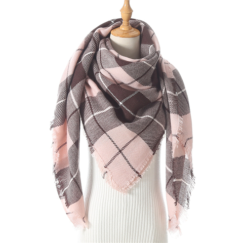 Nouvelle dame Plaid écharpe cou châle doux chaud femmes Foulard marque de luxe tricoté cachemire femme treillis laine Poncho couverture Warps ► Photo 1/6