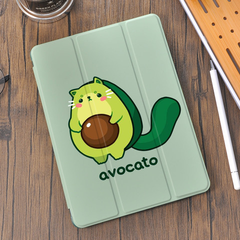 Jolie coque avocat chat pour iPad Air 4 10.2, 8e 7e 12.9 Pro 11 Funda 2022 avec porte-crayon 9.7 Mini 5 couverture 10.5 Air 2 3 ► Photo 1/6