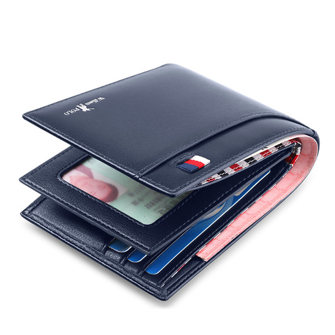 Wallet Slim en cuir véritable pour hommes, Mini chemise décontracté Design à deux volets, portefeuille de marques de mode, petite pochette, cadeau, PL181342 ► Photo 1/6