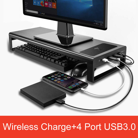 USB chargeur sans fil moniteur bureau debout support de moniteur en alliage d'aluminium ordinateur portable Base moniteur support Pc moniteur bureau ► Photo 1/6