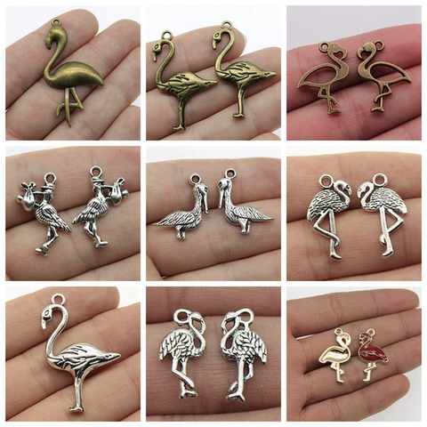 Breloques en forme d'oiseau, 20 pièces, pendentifs antiques en Bronze couleur argent, fabrication de bijoux tibétains faits à la main ► Photo 1/6